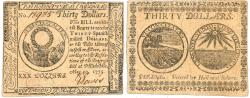 World Coins - USA, Continental Currency, 30 Dollars note, issued 10th May 1775