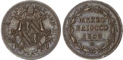World Coins - Italy, Papal States, Pius IX, copper Mezzo Baiocco
