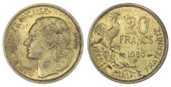 World Coins - FRANCE, FOURTH REPUBLIC, COPPER-ALUMINIUM 20 FRANCS, 1950 B – RARE VARIETY