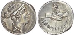 Ancient Coins - Roman Republic, Albinus Bruti f. (48 BC) Silver Denarius