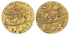 World Coins - INDIA, MUGHAL EMPIRE, AURANGZEB (1658-1707 AD), GOLD MOHUR
