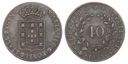 World Coins - PORTUGAL, MARIA II (1834-53), BRONZE 40 REIS (PATACO), 1833