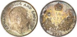 World Coins - India, EIC, Edward VII (1901-1910), silver 1/4 Rupee, 1910, Calcutta