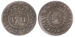 World Coins - PORTUGAL, PEDRO II (1683-1706), COPPER REAL E MEIO