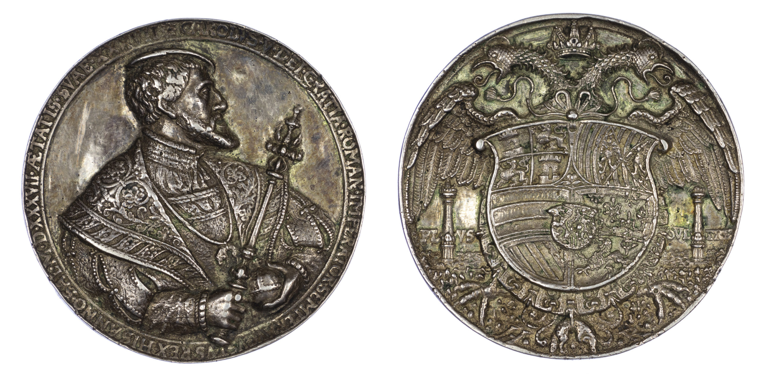 旧貨幣 メダル 鷲デザイン ARMORED DIVISION HOLY ROMAN EMPIRE, CHARLES V, SILVER MEDAL, 1537 | Tokens