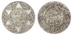 World Coins - MOROCCO, ABDUL AZIZ I (AH 1311-1326/ AD 1894-1908), SILVER 5 DIRHAM, AH1312 P