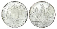 World Coins - GREECE, CONSTANTINE II, SILVER 100 DRACHMAI, 1967 (1970) REVOLUTION