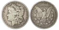 World Coins - USA, SILVER MORGAN DOLLAR, 1891, CARSON CITY – RARE