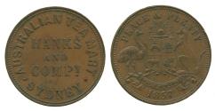 World Coins - AUSTRALIA, SYDNEY, HANKS & COMPANY, HALFPENNY TOKEN, 1857