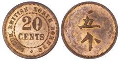 World Coins - MALAYSIA, BRITISH NORTH BORNEO, LABUK, COPPER PROOF 20 CENTS, PLANTATION TOKEN