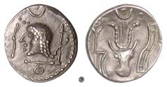 Ancient Coins - Southern ARABIA, Saba'/Himyarite.  AR light denari, 2nd–3rd centuries AD.  Bucranium