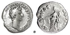 Ancient Coins - NERVA.  AR Denarius, Rome mint, struck 97 AD.  Aequitas