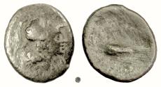 Ancient Coins - Early Roman cast coinage.  AE Triens.  Minerva / Prow?