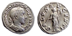 Ancient Coins - Gordian III. AR Denarius. Rome mint. Struck AD 241-242. Salus