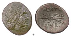 Ancient Coins - SICILY, Kentoripai. AE tetrachalkon, late 3rd century BC. Zeus / Thunderbolt. Scarce