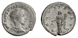 Ancient Coins - Gordian III. AR Antoninianus, Rome mint, 239 AD. Aequitas