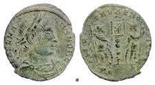 Ancient Coins - Delmatius as Caesar. AE Reduced Follis, Constantina mint 336 AD.