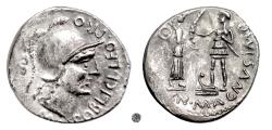 Ancient Coins - Roman Republic under Gnaeus Pompey Jr.  AR denarius, Corduba mint, 46-45 BC.  Roma / Hispania