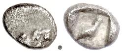 Ancient Coins - CARIA, Mylasa?.  AR tetartemorion, circa 420-390 BC.  Lion / bird