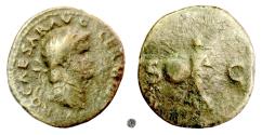 Ancient Coins - NERO.  AE As, Rome mint. Struck circa 65 AD.  Victory