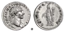 Ancient Coins - TRAJAN.  AR denarius, Rome mint. Struck circa 108-109 AD.  Aequitas
