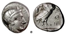 Ancient Coins - ATTICA, ATHENS.  AR Tetradrachm, circa 454-404 BC.  Athena / Owl