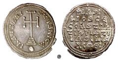 Ancient Coins - BYZANTINE, Basil I.  AR Miliaresion. Constantinople mint. Struck 868-879