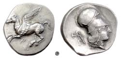 Ancient Coins - CORINTHIA, Corinth.  AR Stater, circa 400-345 BC.  Pegasos / Athena