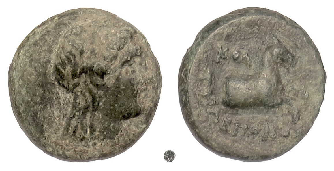 Kolophon IONIA, Kolophon. AE chalkous, c. 330-285 BC. Apollo / Horse