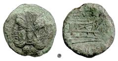 Ancient Coins - Roman Republic, L. Rubrius Dossenus.  AE as, Rome mint 87 BC.  Janus / Prow