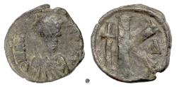 Ancient Coins - BYZANTINE, ANASTASIUS I. AE half follis, Constantinople mint, 491-518 AD