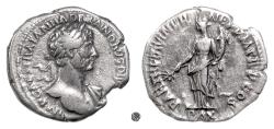 Ancient Coins - HADRIAN.  AR denarius, Rome mint. Struck 117 AD.  Pax