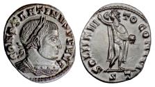 Ancient Coins - Constantine I. AE follis, Ticinum mint, struck 313 AD. Sol