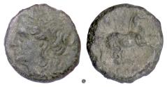 Ancient Coins - SICILY, Syracuse, Hieron II. AE 16, circa 275-215 BC. Apollo / Horse prancing. Rare