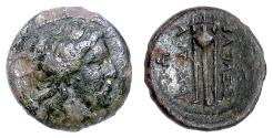 Ancient Coins - SELEUKID, Antiochos I. AE Denom B, Antioch on the Orontes mint, 281-261 BCE. Apollo / Tripod. Scarce
