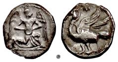 Ancient Coins - CILICIA, Mallos.  AR 1/12 Stater, circa 440-390 BC.  Winged man / Swan (also winged)