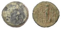 Ancient Coins - SELEUKID, Alexander II Zabinas. AE denom B, Antioch mint, c 125-122 BC. Athena
