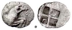 Ancient Coins - TROAS, Kebren.  AR hemiobol, 5th century BC.  Ram / Incuse
