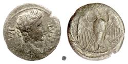 Ancient Coins - AUGUSTUS.  AE quadrans, circa 15-10 BC.  Eagle with wings spread