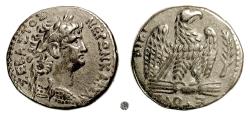 Ancient Coins - NERO, Antioch.  BI Tetradrachm, struck 63 AD.  Eagle on thunderbolt