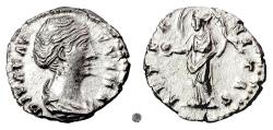 Ancient Coins - Diva Faustina Sr.  AR denarius, Rome mint. Struck circa 146-161 AD.  Aeternitas