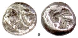 Ancient Coins - KYRENAICA, Kyrene.  AR Hemidrachm, circa 500-480 BC.  Two silphion fruits