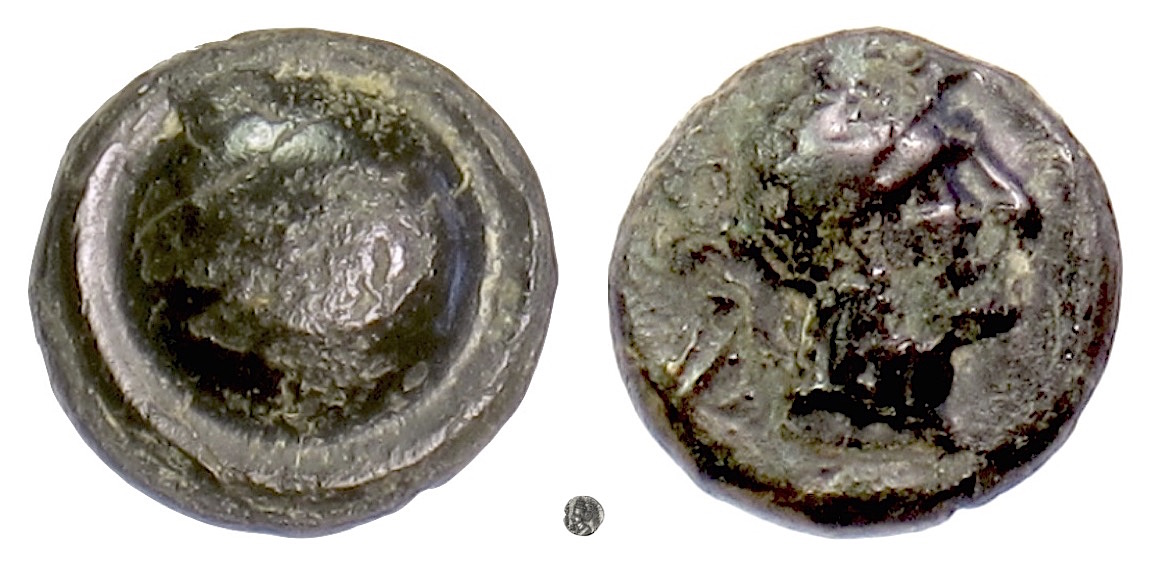 PAMPHYLIA, Aspendos. AE 10, late 4th-3rd century BC. Shield / Athena