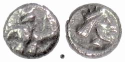 Ancient Coins - PERSIA, Achaemenid Empire.  AR Tetartemorion, circa 400-332 BC.  Running king / Crowned king