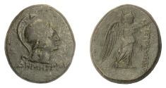 Ancient Coins - MYSIA, Pergamon. AE21, Demetrios, magistrate, mid-late 2nd century BC. Athena / Nike