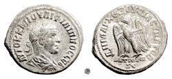 Ancient Coins - PHILIP II, Antioch.  AR tetradrachm, struck 249 AD.  Eagle