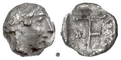 Ancient Coins - IONIA, Kolophon.  AR Tetartemorion, circa 450-410 BC.  Apollo