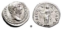 Ancient Coins - HADRIAN.  AR denarius, Rome mint, circa 133-135 AD.  Felicitas