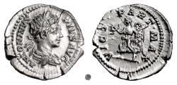 Ancient Coins - CARACALLA.  AR Denarius, Rome mint, struck 202 AD.  Victory