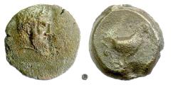 Ancient Coins - BRUTTIUM, Lokroi Epizaphyrioi.  AE 22, circa 375-330 BC.  Zeus / Eagle